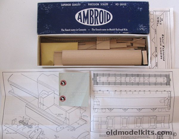 Ambroid 1/87 Great Northern ACF Center Flow Covered Hopper Car - HO Craftsman Kit, K-11 plastic model kit